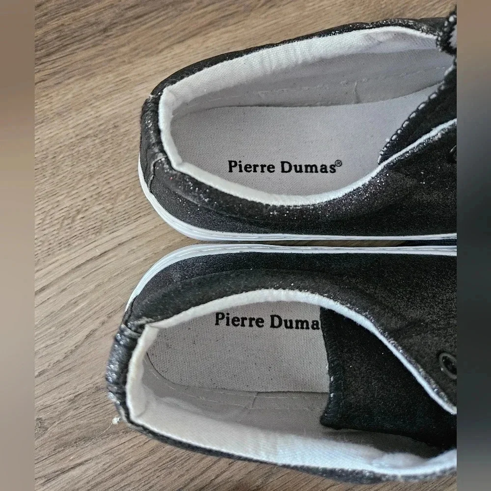 Pierre Dumas Morgan Black Glitter Low Top Sneakers Womens 8 Lace‎ Up Shoes NWOT